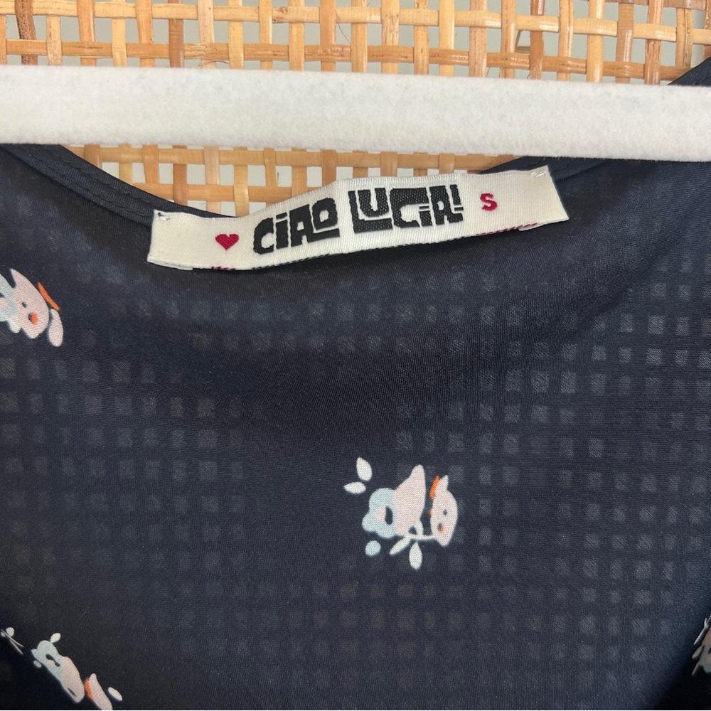 Ciao Lucia Navy Maxi Dress with Small Pink & White Floral Print - Picture 3 of 3